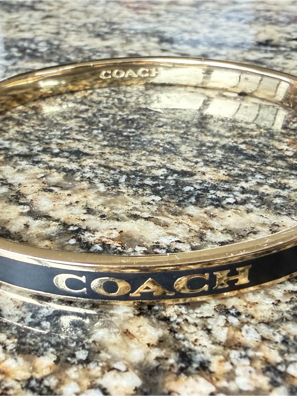 COACH Black & Gold Signature Enamel Bangle Bracelet